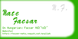 mate facsar business card